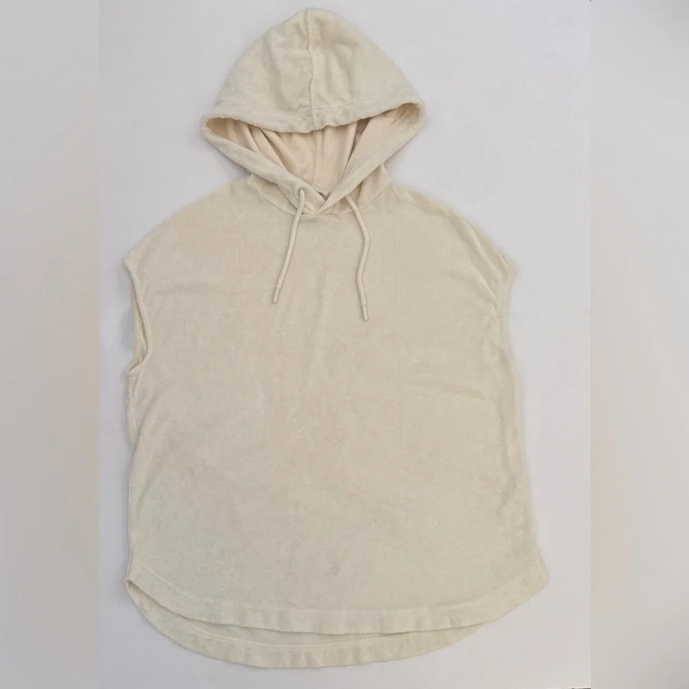 COS Sleeveless‎ Hooded Terry Short Sleeve Hoodie Top, Cream Beige, Size XS